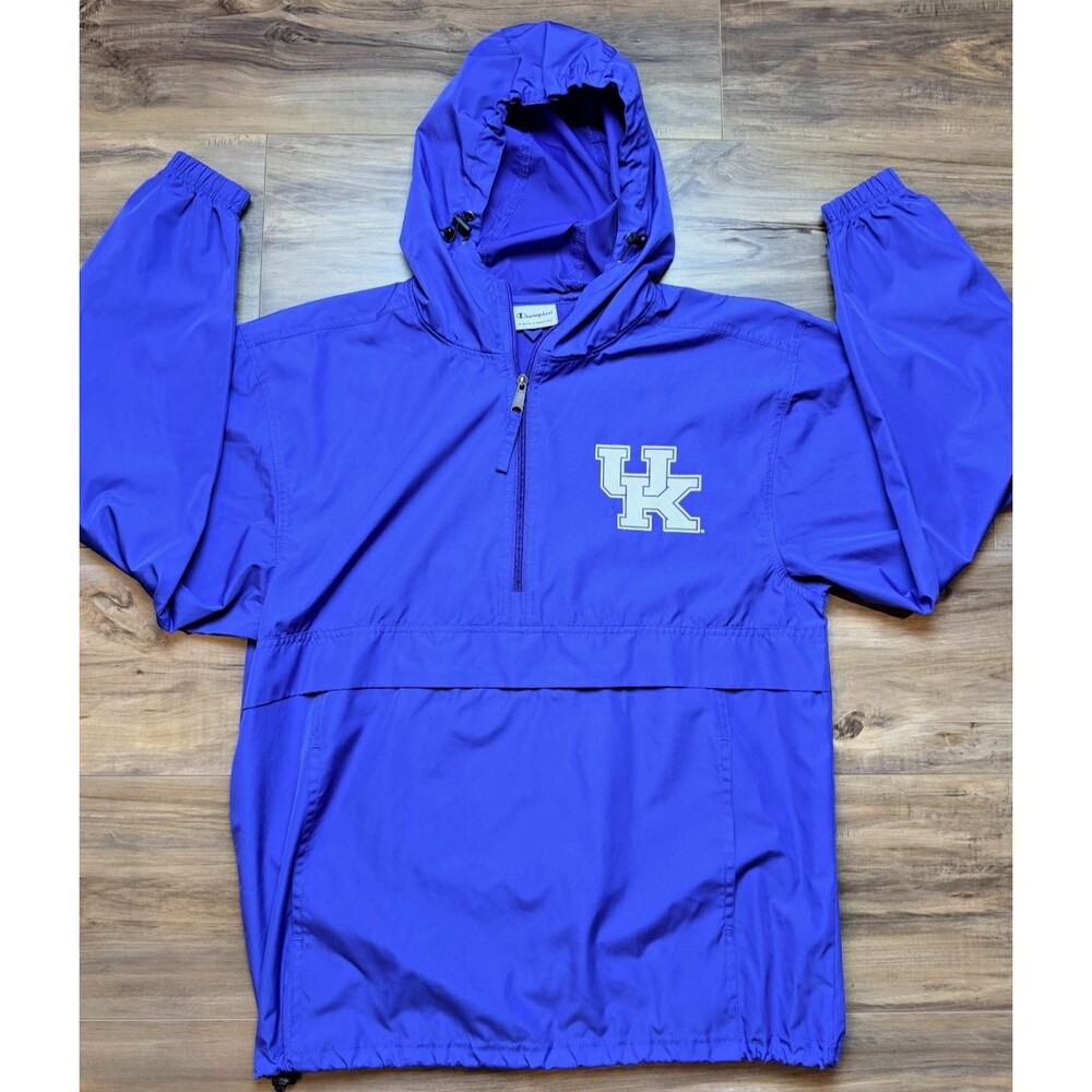 Champion Kentucky Wildcats UK 1/4 Zip Pullover Windbreaker Zip Pocket Hooded S
